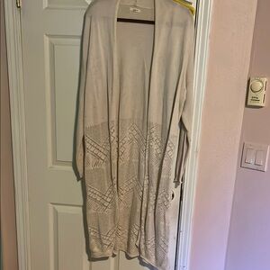 Maurices Cream Cardigan Sweater with Geometric Knit